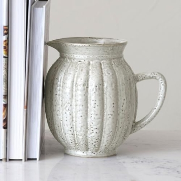 Stoneware Fluted Pitcher for Elegant Home Decor