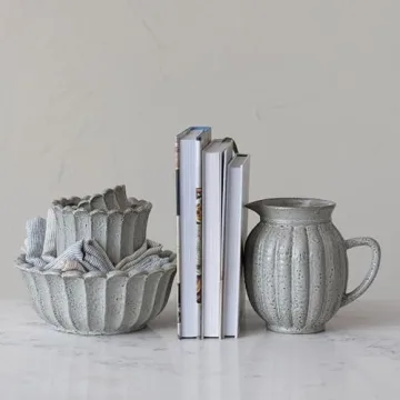 Stoneware Fluted Pitcher for Elegant Home Decor