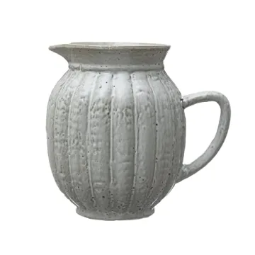 Stoneware Fluted Pitcher for Elegant Home Decor