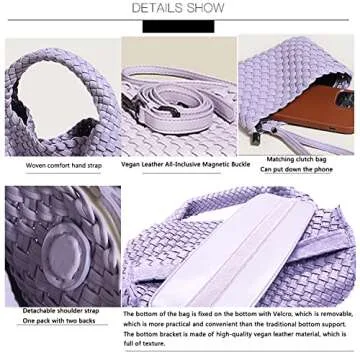 Handmade Woven Shoulder Bags for Women Cute Hobo Tote Handbag Mini Clutch Purse with Magnetic Buckle Crossbody Phone Bag (Milk tea)
