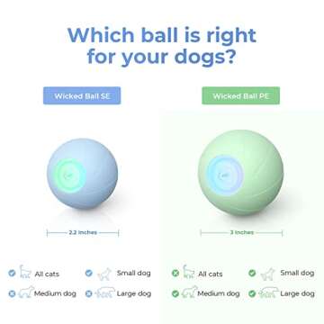 Cheerble Intelligent Toy Ball with [3 Interactive Modes], LED Lights, Wicked Ball SE, Made of Natural Rubber, Active Rolling Ball for Dog/Puppy/Small/Medium Dogs and Cats, DC Rechargeable