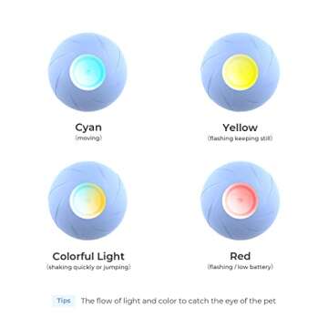 Cheerble Intelligent Toy Ball with [3 Interactive Modes], LED Lights, Wicked Ball SE, Made of Natural Rubber, Active Rolling Ball for Dog/Puppy/Small/Medium Dogs and Cats, DC Rechargeable