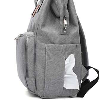 Citi Babies Grey Diaper Bag Backpack - Water Resistant, Shoulder Strap, Large Capacity, Insulated Bottle Pockets, Changing Pad, Stroller Clip- Trendy Diaper Bag for Dad & Mom or Baby Shower