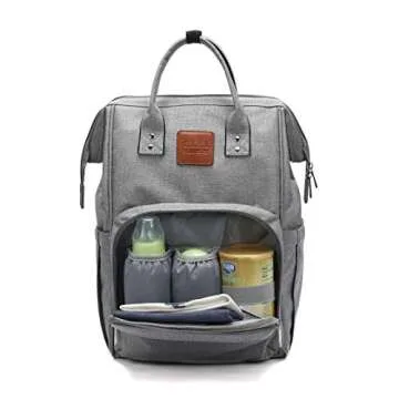 Citi Babies Grey Diaper Bag Backpack - Water Resistant, Shoulder Strap, Large Capacity, Insulated Bottle Pockets, Changing Pad, Stroller Clip- Trendy Diaper Bag for Dad & Mom or Baby Shower