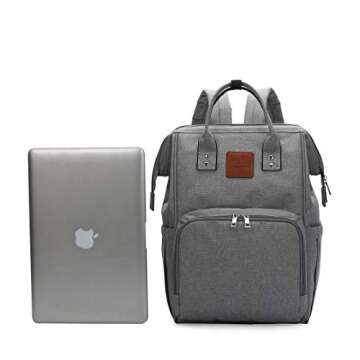 Citi Babies Grey Diaper Bag Backpack - Water Resistant, Shoulder Strap, Large Capacity, Insulated Bottle Pockets, Changing Pad, Stroller Clip- Trendy Diaper Bag for Dad & Mom or Baby Shower