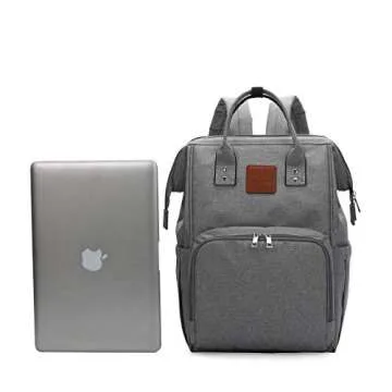 Citi Babies Grey Diaper Bag Backpack - Water Resistant, Shoulder Strap, Large Capacity, Insulated Bottle Pockets, Changing Pad, Stroller Clip- Trendy Diaper Bag for Dad & Mom or Baby Shower