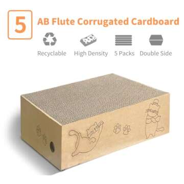 AGYM Cat Scratcher Cardboard Box for Indoor Cats 5 Packs in 1, Cat Scratching Pad Cardboard Box for Indoor Cats and Kitten, Large Size Cat Scratch Pad Board Easy for Cats to Scratch