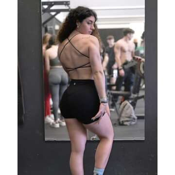 SUUKSESS Women 2 Piece Open Back Sports Bra Pack Strappy Workout Gym Yoga Crops (White & Black, M)