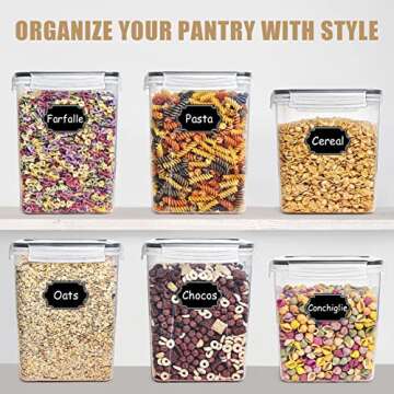 Wildone Large Food Storage Containers 5.2L /175oz, 4 Piece BPA Free Plastic Airtight Food Storage Containers for Flour, Sugar, Baking Supplies, Kitchen & Pantry Containers with 20 Labels