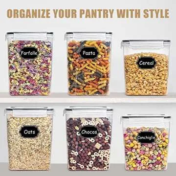 Wildone Large Food Storage Containers 5.2L /175oz, 4 Piece BPA Free Plastic Airtight Food Storage Containers for Flour, Sugar, Baking Supplies, Kitchen & Pantry Containers with 20 Labels