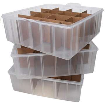 Snapware Snap 'N Stack Square 3-Tier Seasonal Ornament Storage Container, 13 by 13-Inch