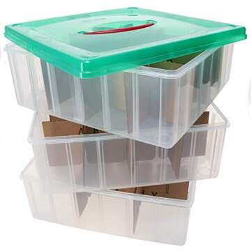 Snapware Snap 'N Stack Square 3-Tier Seasonal Ornament Storage Container, 13 by 13-Inch