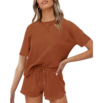 Cozy Women's Waffle Knit Pajama Set with Pockets