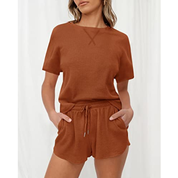 Cozy Women's Waffle Knit Pajama Set with Pockets