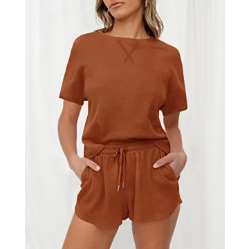 Cozy Women's Waffle Knit Pajama Set with Pockets