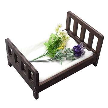 Erthree Baby Photography Bed - Cute White Wood Doll Bed for Memorable Moments