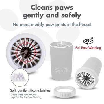 Dexas MudBuster Portable Dog Paw Cleaner, Medium, Bright White Special Edition, Premium Pet Supplies...