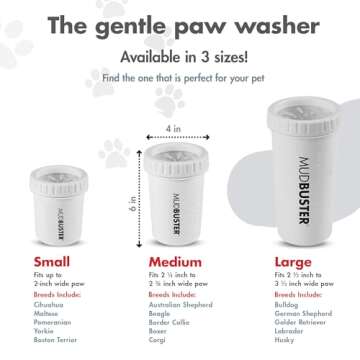 Dexas MudBuster Portable Dog Paw Cleaner, Medium, Bright White Special Edition, Premium Pet Supplies and Accessories