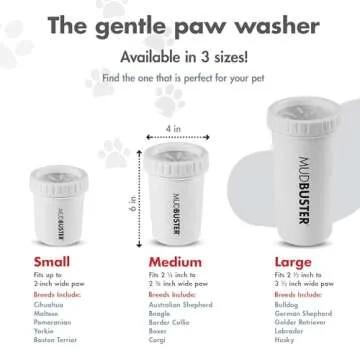 Dexas MudBuster Portable Dog Paw Cleaner, Medium, Bright White Special Edition, Premium Pet Supplies and Accessories