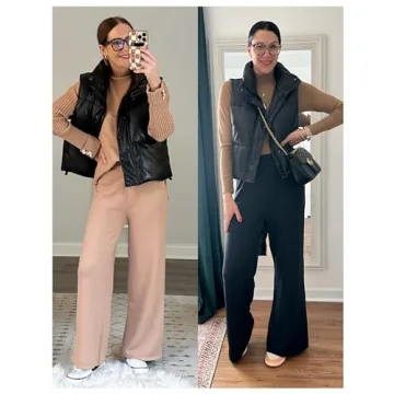 UANEO Faux Leather Cropped Puffer Vest for Women