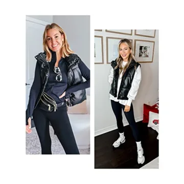 UANEO Faux Leather Cropped Puffer Vest for Women