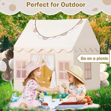 Wilwolfer Play Tent for Kids Indoor - Kids Play Tent Indoor Toddlers Play Tent Large Toddler Tent for Kids Toy House Birthday Gift for Boys & Girls Playroom Decor (Beige Playhouse)