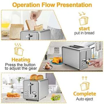 whall Toaster 2 slice Stainless Steel Toasters with Bagel, Cancel, Defrost Function, 1.5in Wide Slot, 6 Shade Settings, Removable Crumb Tray, High Lift Lever, for Various Bread Types (850W), silver