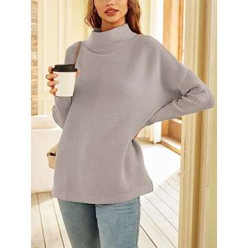 LILLUSORY Women's Mock Turtleneck Cozy Oversized Sweater