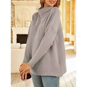 LILLUSORY Women's Mock Turtleneck Cozy Oversized Sweater