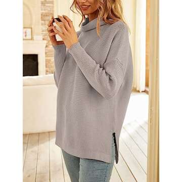 LILLUSORY Women's Mock Turtleneck Cozy Oversized Sweater