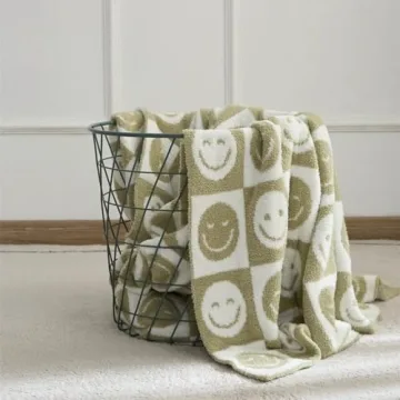 Ultra Soft Smiley Faces Checkerboard Throw Blanket by YIRUIO