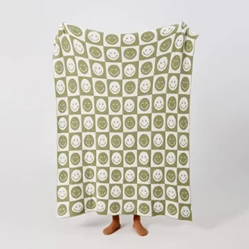 Ultra Soft Smiley Faces Checkerboard Throw Blanket by YIRUIO