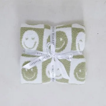 Ultra Soft Smiley Faces Checkerboard Throw Blanket by YIRUIO
