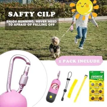 Dog Poop Bags Holder with LED Flashlight|Pet Waste Bags Dispenser for Leash|Doggie Potty Bags Container with Leak-proof Pet Trash Bags and Accessories (1 Holder 15 Bags, Pink)