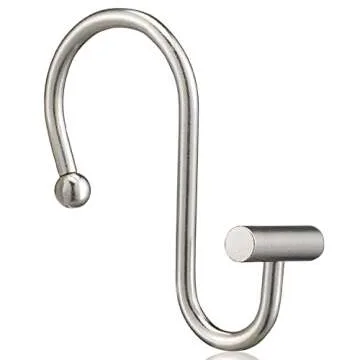 Nickel Shower Curtain Hooks, Rust Proof Shower Curtain Rings for Bathroom, Silver Metal Decorative S...