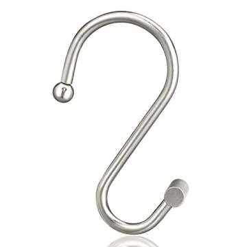 Nickel Shower Curtain Hooks, Rust Proof Shower Curtain Rings for Bathroom, Silver Metal Decorative Shower Curtain Hooks Hangers for Shower Curtain Rod, Set of 12 T-Bar Design