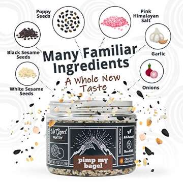 Everything Bagel Seasoning Spice Blends - UpGood Pantry | 4OZ Easy Open Jar of Everything Bagel Spice Mix | Tasty Seasoning for Meats, Sandwiches, Salads, Keto Snacks | Small Batch Blended in the USA
