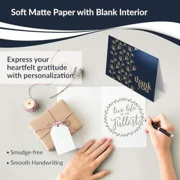 Elegant Bulk Thank You Cards Navy Blue Gold | 100 Set