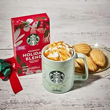 Thoughtfully Gifts, Holiday Coffee Gift Set, Officially Licensed, Includes Ceramic Mug and Holiday Blend Medium Roast Coffee