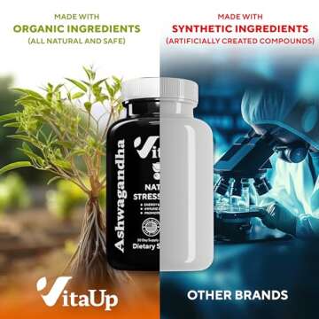 VitaUp Organic Ashwagandha Capsules 1310mg - USA Made Organic Ashwagandha Supplements with Black Pepper - Energy & Immune Support - Natural Stress Relief Supplement - Ashwagandha Organic - 60 Count