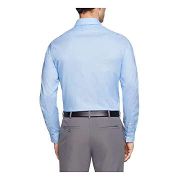 Calvin Klein Men's Non Iron Stretch Slim Fit Unsolid Solid Dress Shirt, French Blue, 15.5" Neck 32"-33" Sleeve