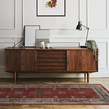 Ruggable Washable 2x7 Vintage Runner Rug in Amber Red