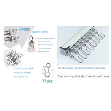 Ceiling Curtain Track Set,Room Divider Track, Shower Curtain Track Set with Hooks and All Accessories for Living Room, Bed Room, Closet and Sliding Door (For Spaces 18ft - 24ft Wide, White)