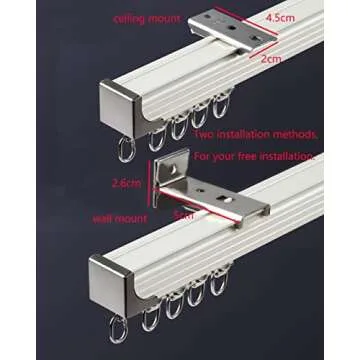 Ceiling Curtain Track Set,Room Divider Track, Shower Curtain Track Set with Hooks and All Accessories for Living Room, Bed Room, Closet and Sliding Door (For Spaces 18ft - 24ft Wide, White)