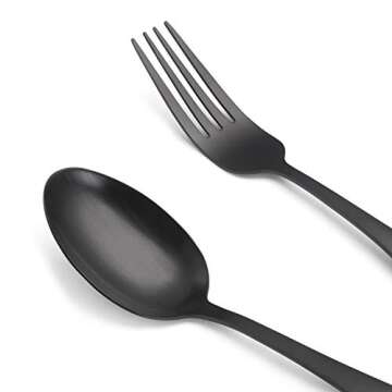 Elegant Matte Black Silverware Set for 8 - Durable & Stylish