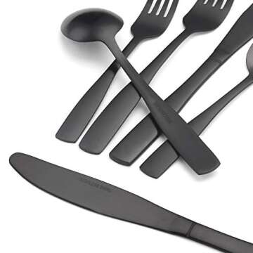 Elegant Matte Black Silverware Set for 8 - Durable & Stylish