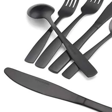 Elegant Matte Black Silverware Set for 8 - Durable & Stylish