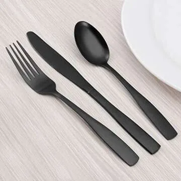 Elegant Matte Black Silverware Set for 8 - Durable & Stylish