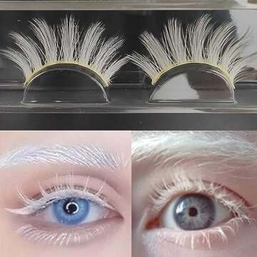 Jozlynn White Eyelashes Halloween False White Eye Lashes Extension Tools Anime Cosplay Natural Looki...