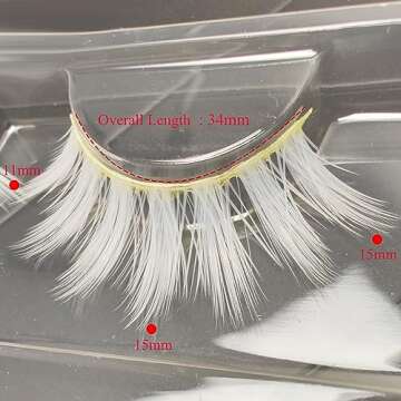 Jozlynn White Eyelashes Halloween False White Eye Lashes Extension Tools Anime Cosplay Natural Looking Masquerade Party Eyelashes(1 Pair,White)